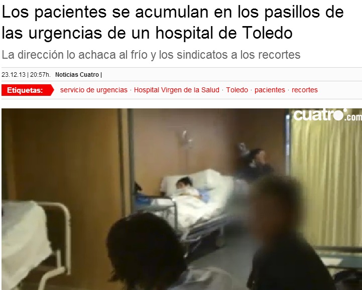 pantallazo noticia de Cuatro sobre hospital Toledo